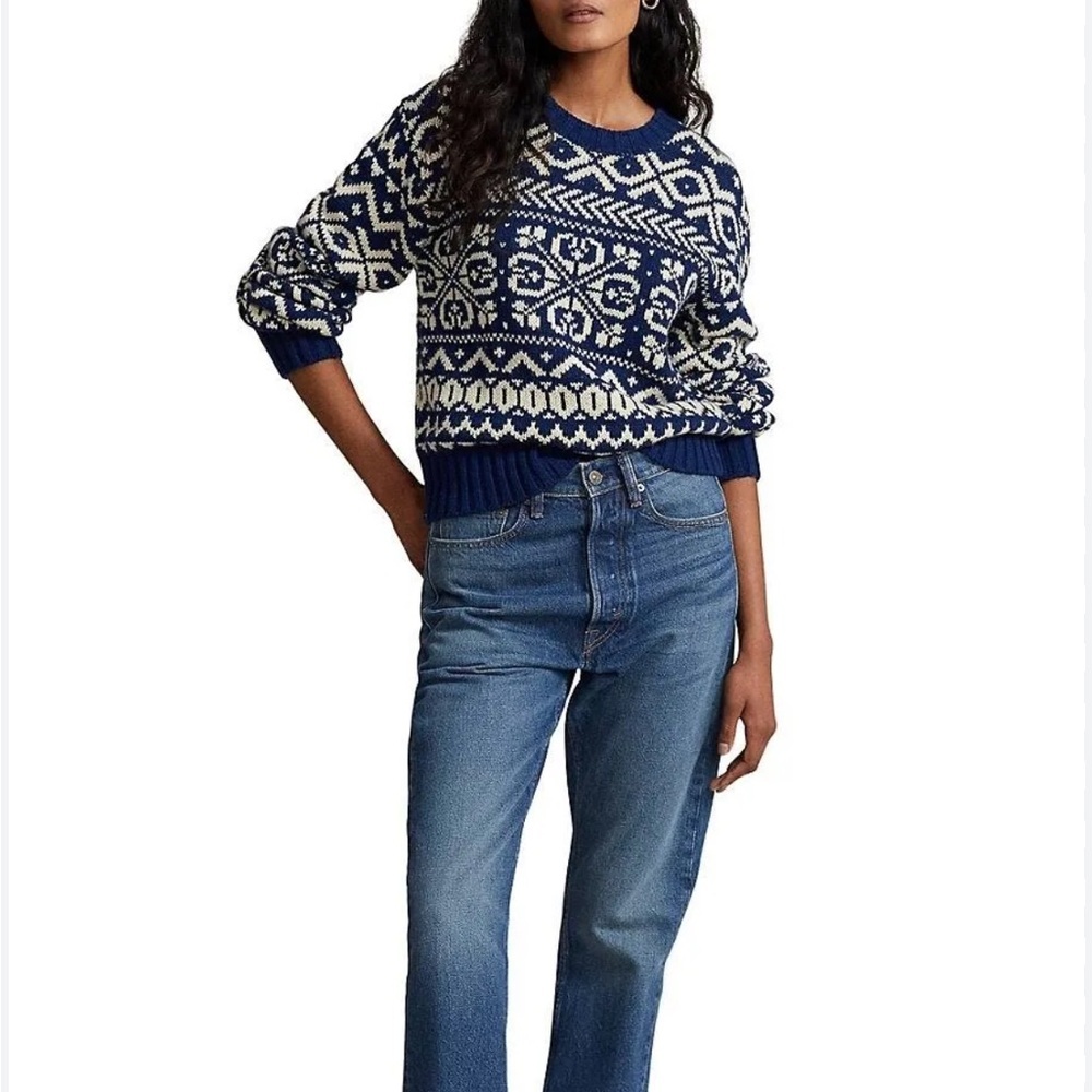 Polo Ralph Lauren Snowflake Wool Blend Crewneck Holiday NWOT Sweater Women L - Picture 6 of 6